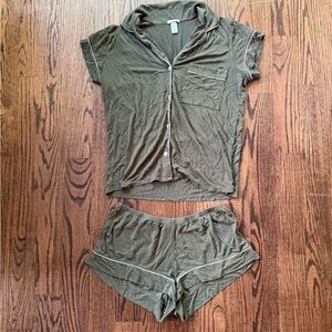 Eberjey Moss/Ivory Pajama Set Soft Intimates Sleepwear